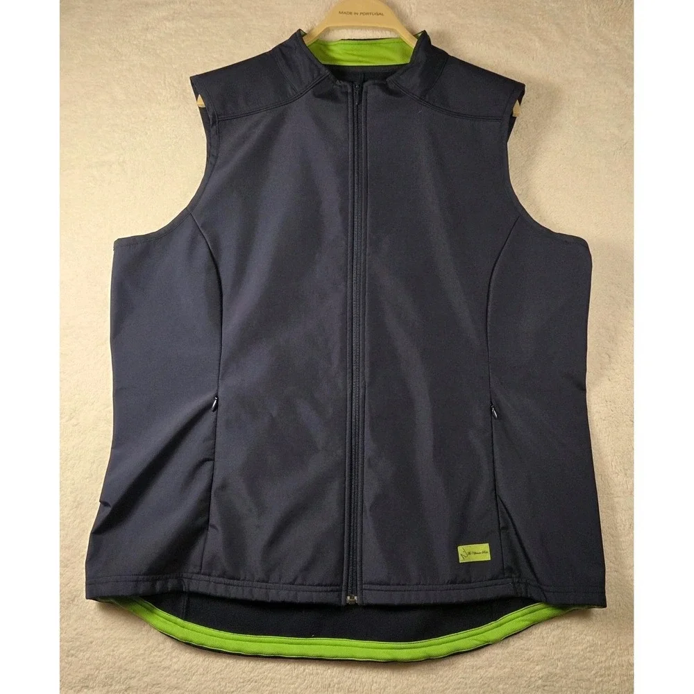 Wrangler Mens Vest XL Full Zip Pockets Lined Jacket Outerwear Navy Green